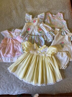 Large Vintage Pastel Baby Dress Bundle -Multicolor.